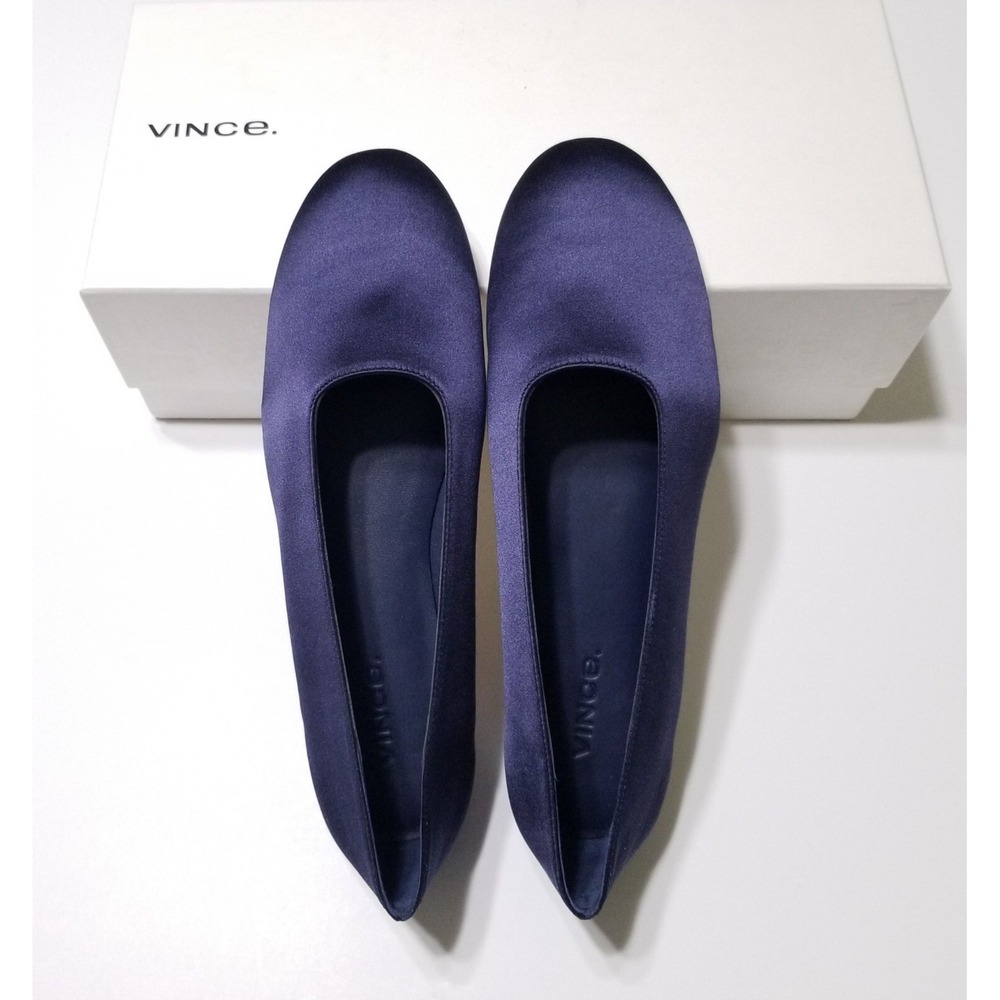 Vince Maxwell Italian Satin Ballet Flat Navy Blue NIB Size 6 $225 - Picture 5 of 16